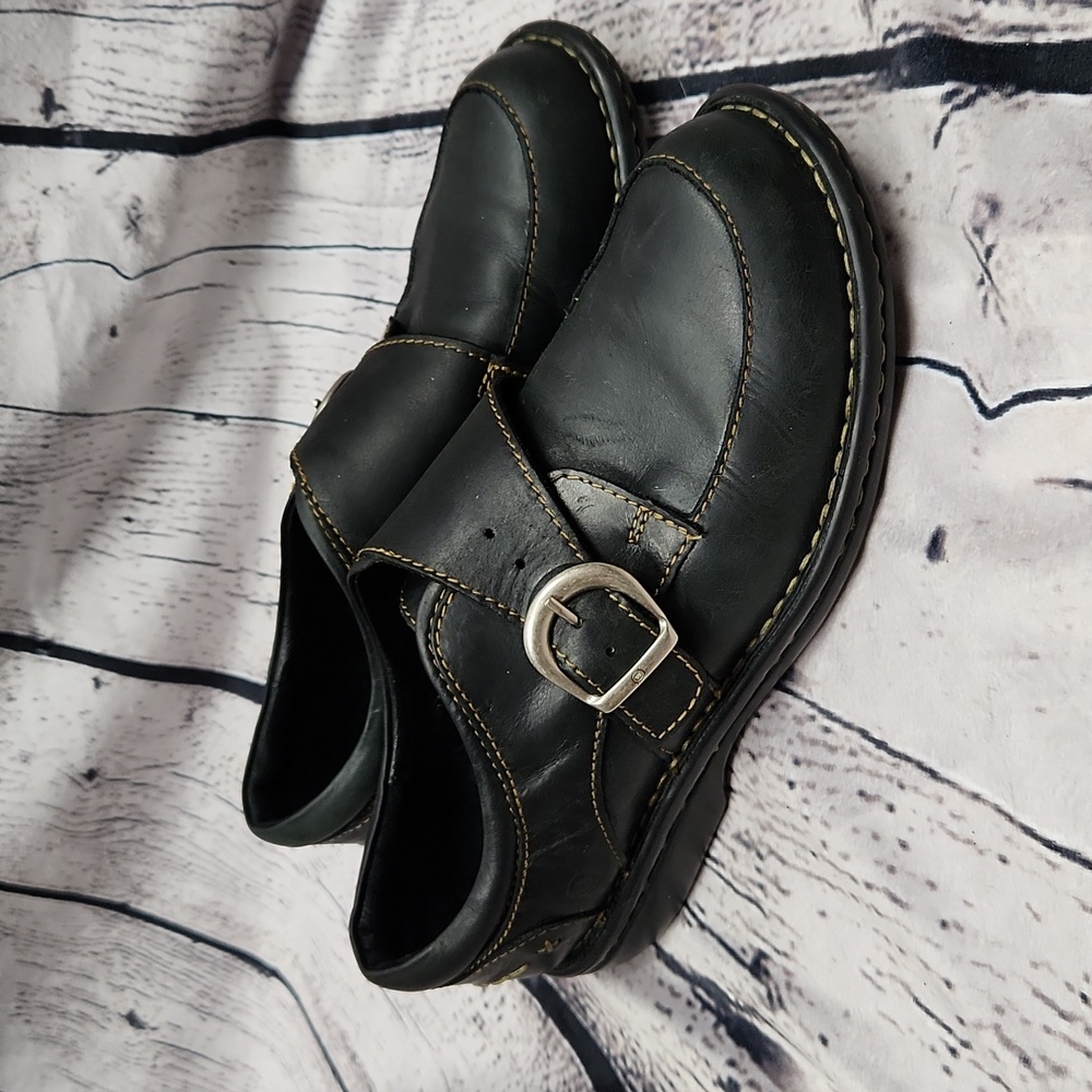 Born Carlita Women's Black Leather Slip On Shoes
